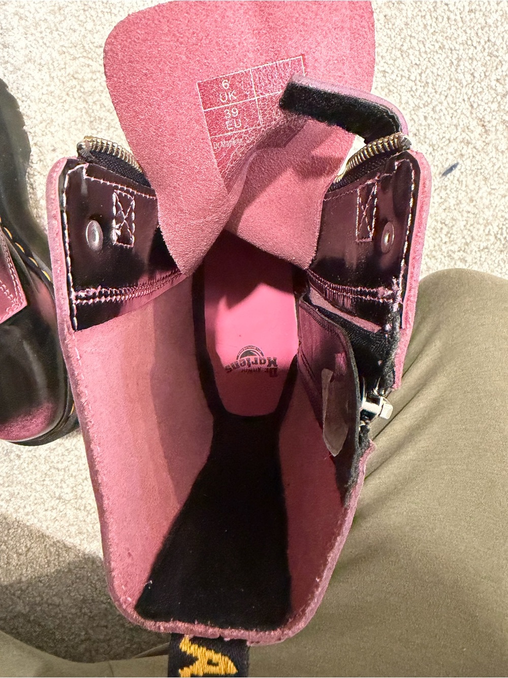 Dr. Martens Black & Pink Glossy Platform Combat Boots. Like new. Size 8. - Picture 6 of 8